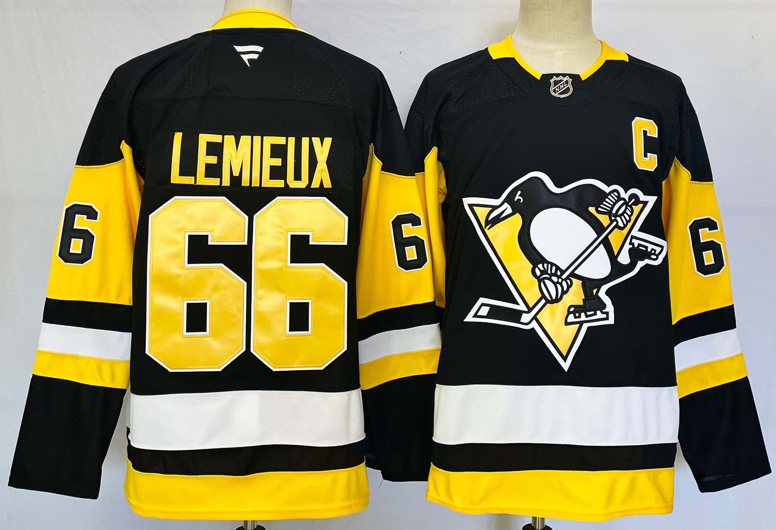 Men Pittsburgh Penguins #66 Lemieux Black 2025 Home Premier Player NHL Jersey